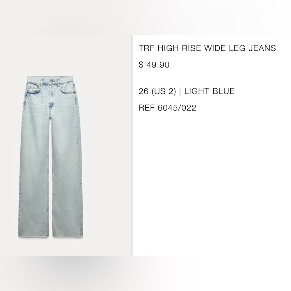 Brand new size 2 Zara Jeans light wash wide leg